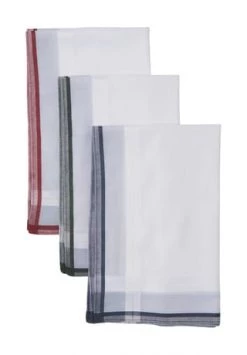 Bugatti Taschentuch, 3er-Pack, Stickerei, Kontrastrand, Für Herren Weiß