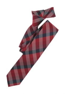 Venti Krawatte, Seide, Kariert, Für Herren Dunkelrot