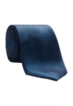 Bugatti Seidenkrawatte, Karo-Struktur, Für Herren Navy