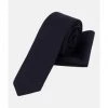 Prestije.de Krawatte Krawatte Mit Einstecktuch Dunkelblau