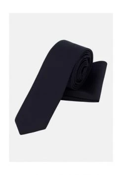 Prestije.de Krawatte Krawatte Mit Einstecktuch Dunkelblau