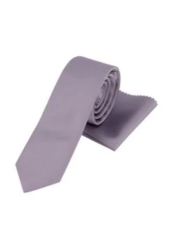 Prestije.de Krawatte Krawatte Mit Einstecktuch Lila