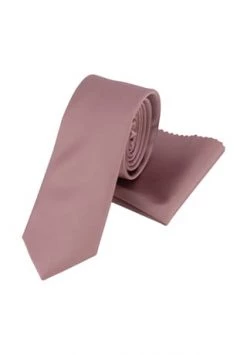 Prestije.de Krawatte Krawatte Mit Einstecktuch Rosa