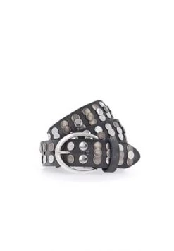 Vanzetti Damen Gürtel - Leder-Nietgürtel, Matte Dornschließe Anthrazit