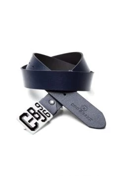 CIPO & BAXX® Ledergürtel In Tollem Design Navyblue