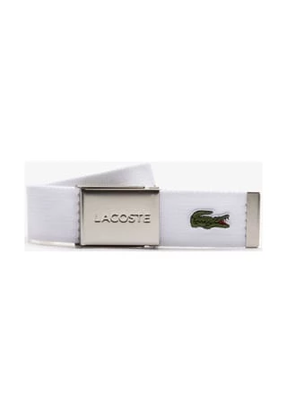 LACOSTE Herren Gürtel Aus Stoff - Schönes Etui, Gravierter Schiebeschnallenverschluss Weiß 1 LACOSTE Herren Gürtel Aus Stoff - Schönes Etui, Gravierter Schiebeschnallenverschluss Weiß