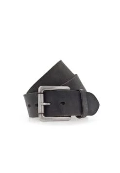 TOM TAILOR Herren Gürtel - Echt Leder, Dornschließe, Logoprägung Schwarz